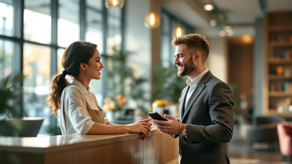 LiveLingo Relay being used in a hotel lobby setting